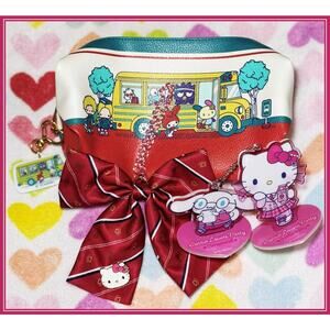 Sanrio Hello Kitty School Pen Case Pouch Lovers Party Ribbon Charm Keychain Lot